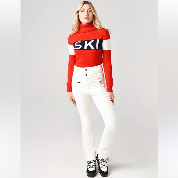 Perfect Moment Ski Marina wool turtleneck Red color block size M - Picture 2 of 9